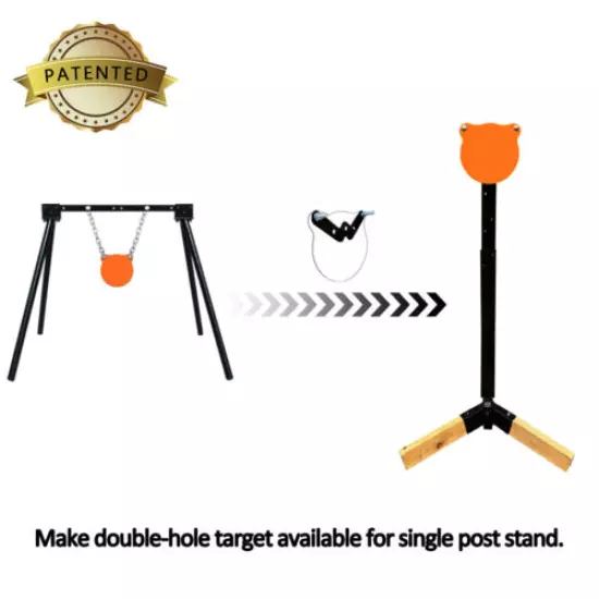 AR500 Steel Target Stand System 6" Gong + 2x4 Stand Mount Kit, Height Adjustable