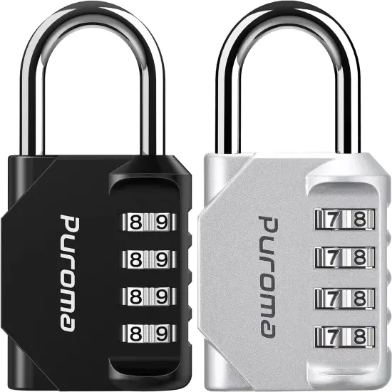 Outdoor Waterproof Padlock 4-Digit Combination Locks, 2-Pack