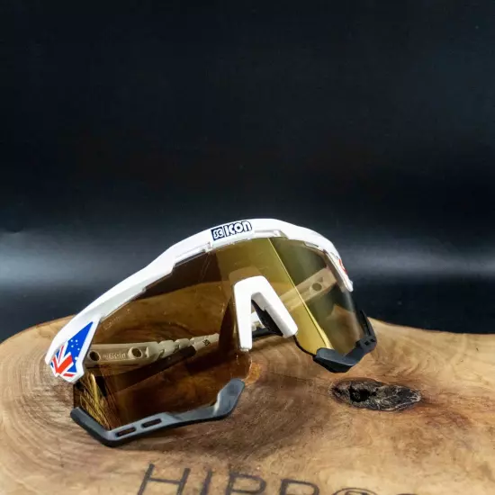 SCICON Aeroshade XL Cycling Sunglasses White Frame Bronze Mirrored Lens