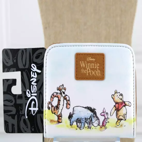 Winnie The Pooh Mini Zipper Wallet Womens Faux Leather Sketch Bioworld New 2023