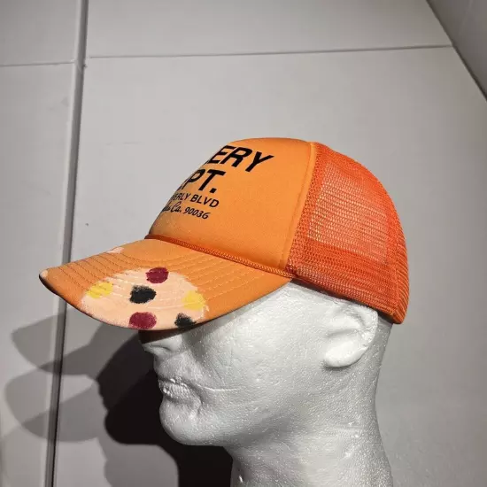 GALLERY DEPT Hat Cap Orange Los Angeles CA Colorful Dots Splatter Mesh Trucker