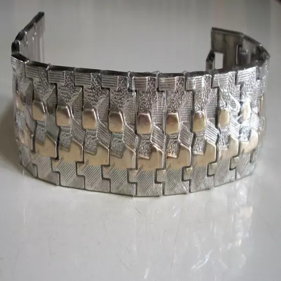 Men's silver & gold finish Nugget style fashion casual Link bracelet