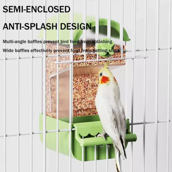 Auto Bird Feeder Cup Bowl Cage Automatic Feeding Canary Parrot Cockatiel O7H2