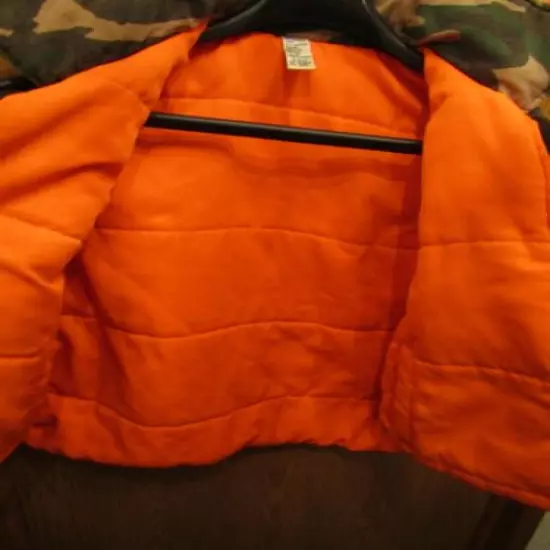 SPORTS AFIELD CAMOUFLAGE / ORANGE REVERSIBLE INSULATED HUNTING VEST SZ S