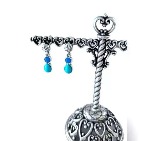 Brighton Blue Lagoon dangle earrings. Turquoise and blue with silver plating