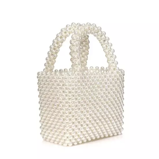 Handmade Woven Beaded Pearl Bags Women Handbags Small Beading Beach Bags