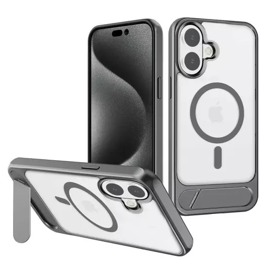 For iPhone 16 Pro Max/16 Plus/16 Pro Case MagSafe Shockproof Stash Stand Cover