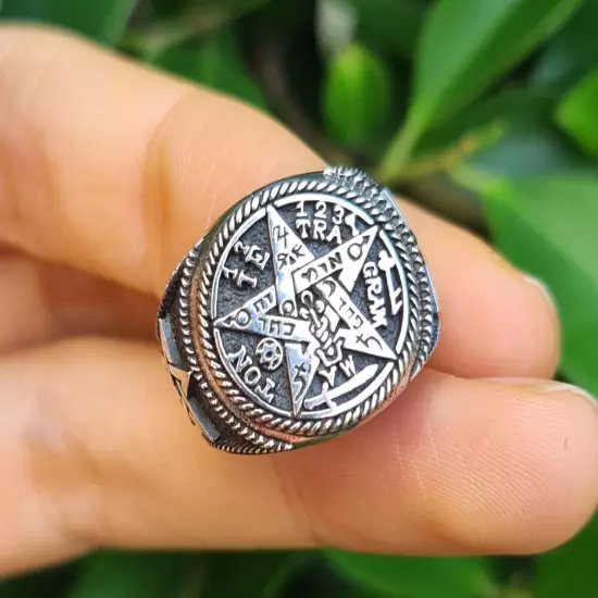 Tetragrammaton Ring 925 Sterling Silver Pentagram Solomon Seal Sacred Talisman