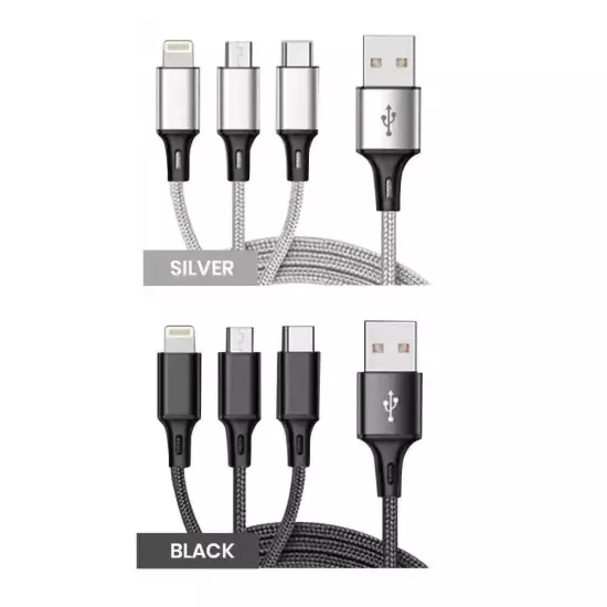 3 in 1 Fast USB Charging Cable Universal Multi Function Cell Phone Charger Cord