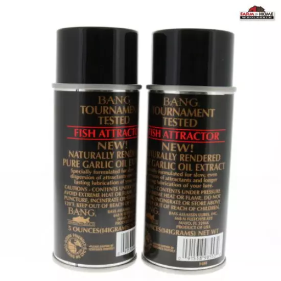 (2) Bass Assassin Bang Garlic Fish Attractant Aerosol, 5 oz. ~ Free Shipping 