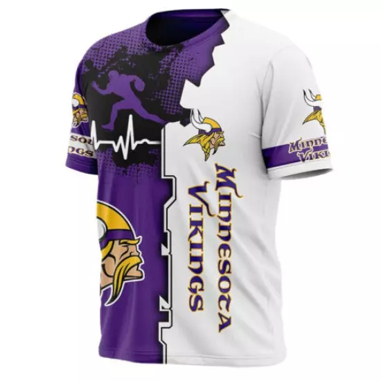 Minnesota Vikings Mens Summer T-Shirt Casual Short Sleeve Tee Tops Fans Gift