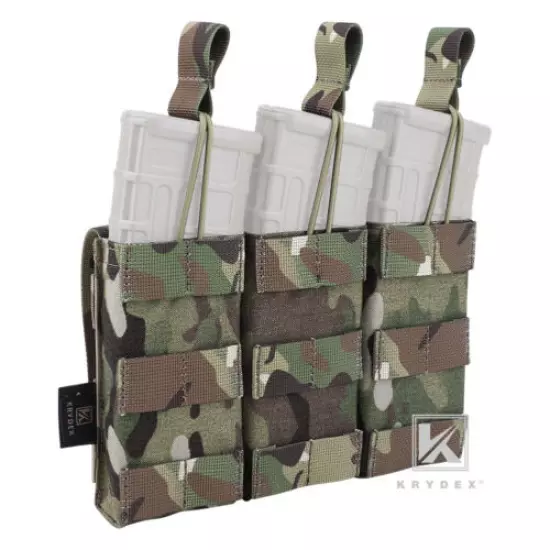 KRYDEX Triple 5.56 .223 Mag Pouch Open Top Tactical Mag Carrier MOLLE Modular 