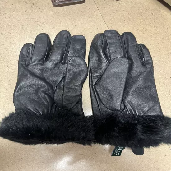 Ralph Lauren Women's Black Leather Gloves Size XL