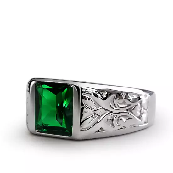 Men's Ring with Gemstone in 925k SOLID Sterling Silver