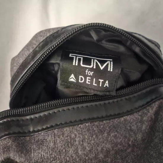 TUMI for Delta Airlines Gray Soft Case Shell Amenity Toiletry Travel Kit