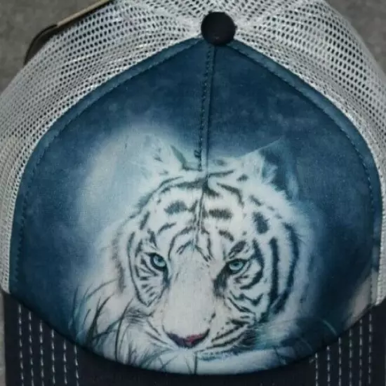 ADULTS THOUGHTFUL WHITE TIGER TRUCKER CAP HAT ADUSTABLE ONE SIZE FITS MOST