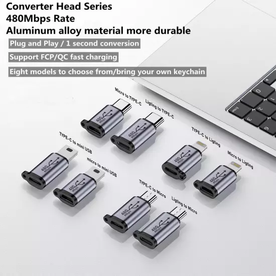 480Mb Micro USB to Mini USB Adapter Type-C Female to Mini USB 2.0 Male Converter