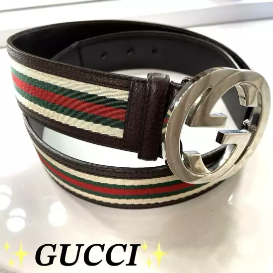 GUCCI Men s Belt Leather Sherry Line GG Interlocking