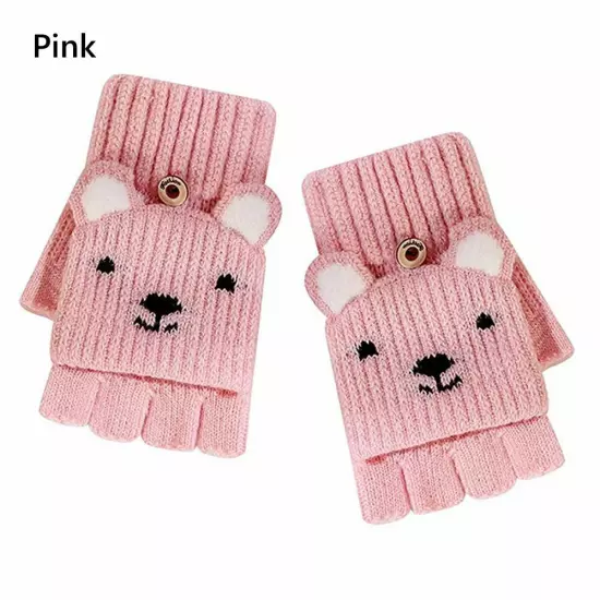 Knitted Mittens Thermal Winter Gloves Kids Gloves Fingerless Gloves Convertible