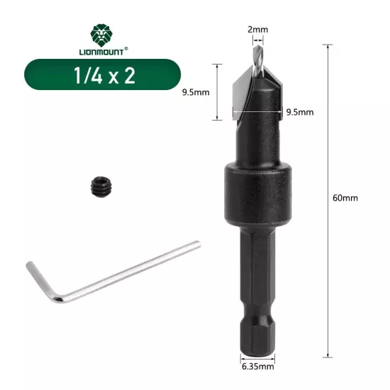 Countersink Drill Bit Set 1PC/5PCS 1/4"(6.35mm) HEX Shank Woodworking Cutter