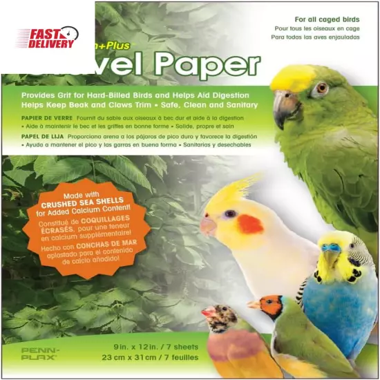 Gravel Paper for Bird Cage, 9 by 12-Inch (BA638)