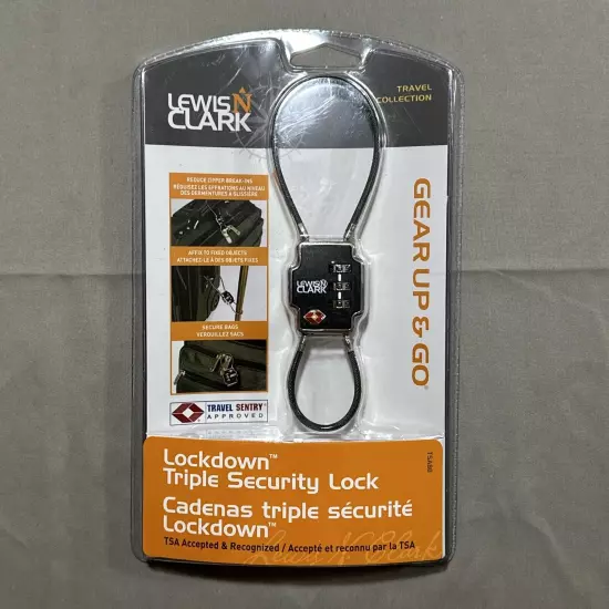 Lewis N Clark Triple Security Lock Padlock Luggage New In Box Double Cable