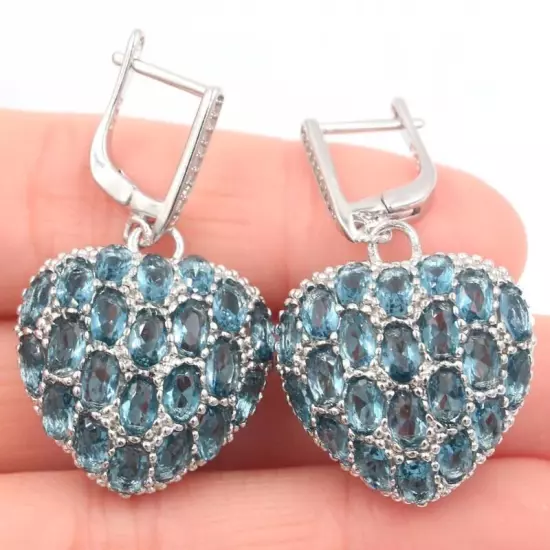 SheCrown Lovely Heart Shape Topaz White CZ Gift For Girls Silver Earrings