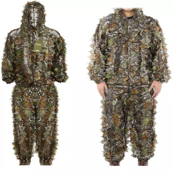 Ghillie Suit 3D Leafy Camo Hunting Suits Woodland Gilly Suits XL or XXL Costume