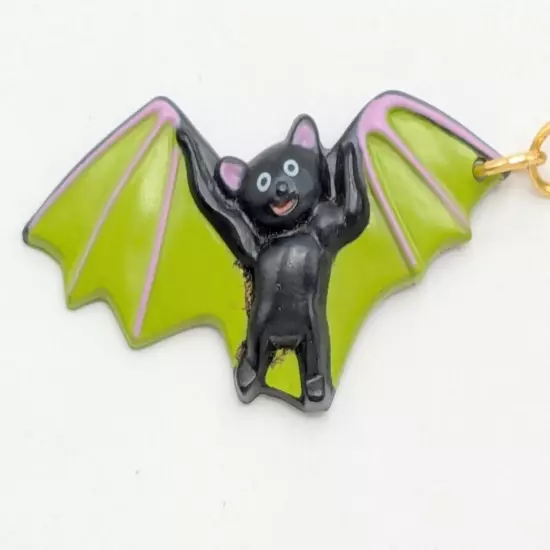 Spooky Cute Bat Clip On Earrings Green Wingspan Halloween