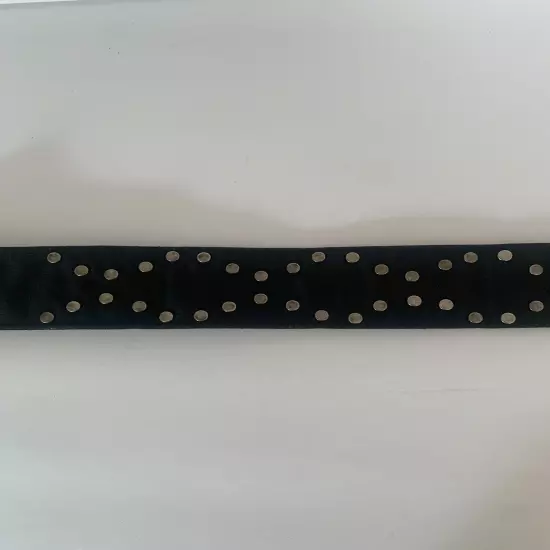 Studded Canvas Women’s Belt Silver Floral Buckle Black Size 32