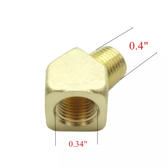 1/8" Male NPT 1/8" Female NPT Brass Pipe Fitting 45 Degree elbow