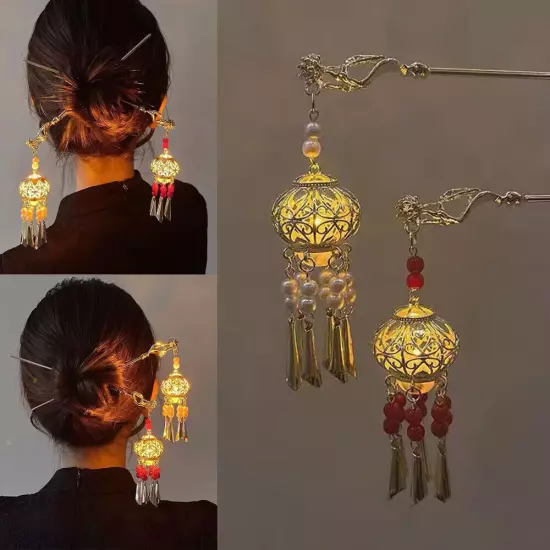 Chinese Style Luminous Antique Hairpin Hair Ornaments Lantern Tassel Hairpin ρ