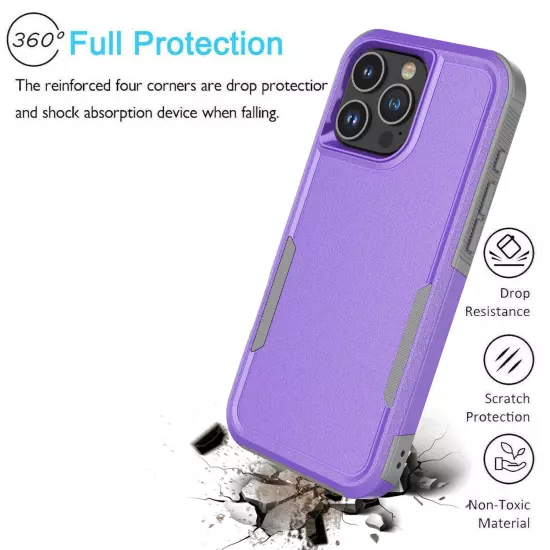 For iPhone 16 Pro Max/16 Pro/16 Plus Shockproof Phone Case Cover +Tempered Glass