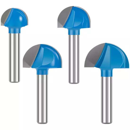 4Pcs 1/4 Inch Shank Cove Box Router Bit Set Round Nose Router Bits Woodworkingφ