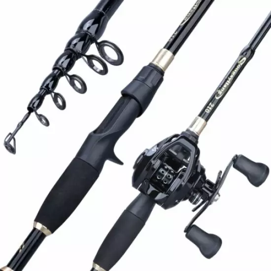 Telescopic Casting Fishing Rod & Reel Combo Lures Ultralight Travel Pole Tackle