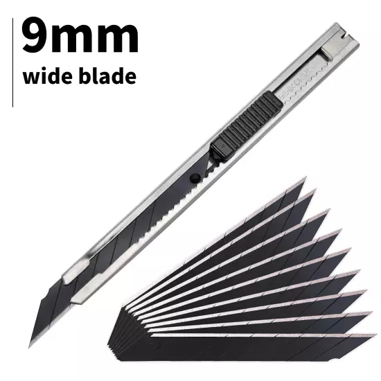 100 Pcs 9mm 30° Black Carbon Steel Blades Razor Snap Off for OLFA Knife Tools