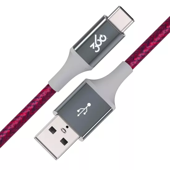 Habitat 4Ft Premium Braided Charging Cord, Cranberry, USB-C to USB-A for Phone, 