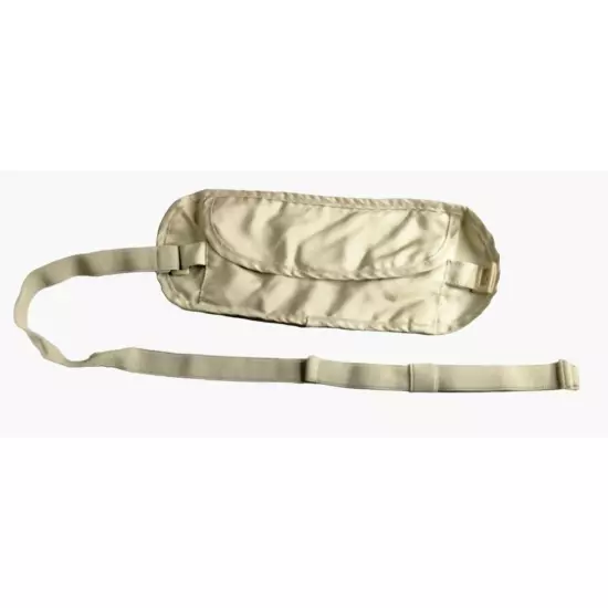 Travel Pouch Money Belt Fanny Pack Belt Bag Ivory Beige Dual Zipper Lightweight