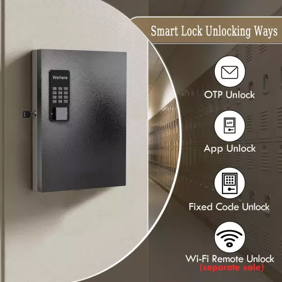 32 Key Lock Box Wall Mount, Smart Key Cabinet One Time Password/APP Bluetooth