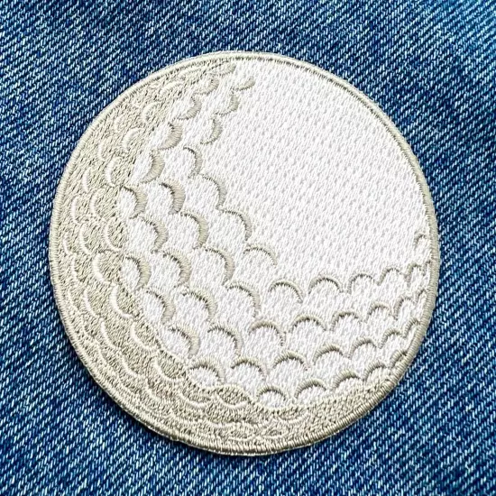 GOLF BALL PATCH IRON-ON EMBROIDERED APPLIQUE SPORTS DETAILED LINKS CLUB BADGE