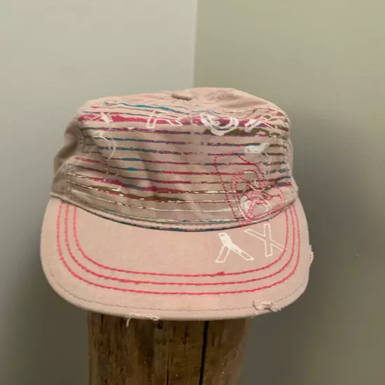 ROXY DISTRESSED BEIGE & PINK BASEBALL HAT WOMANS ONE SIZE