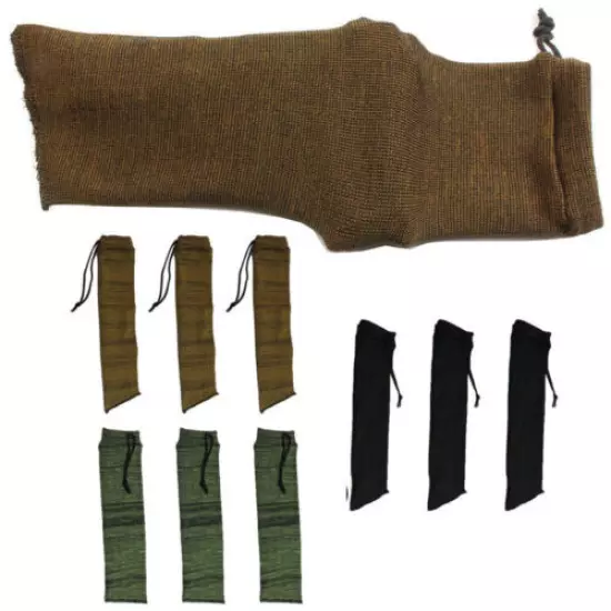 9pcs Handgun Pistol Gun Sock Cover Sleeve Silicone Treated Hunting Socks Storage