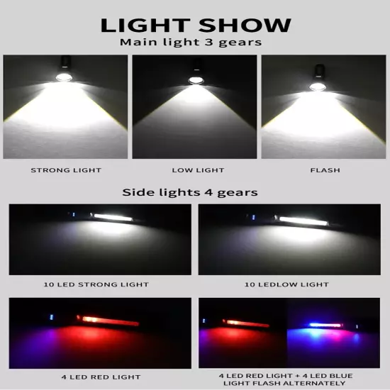 High Power White Laser LED Flashlight Built-in Battery USB Rechargeable Strong