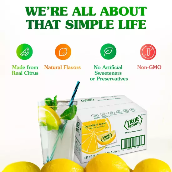 500-Pack True Lemon Bulk Pack Made from Real Lemons, Crystallized Lemon, 0.03 o