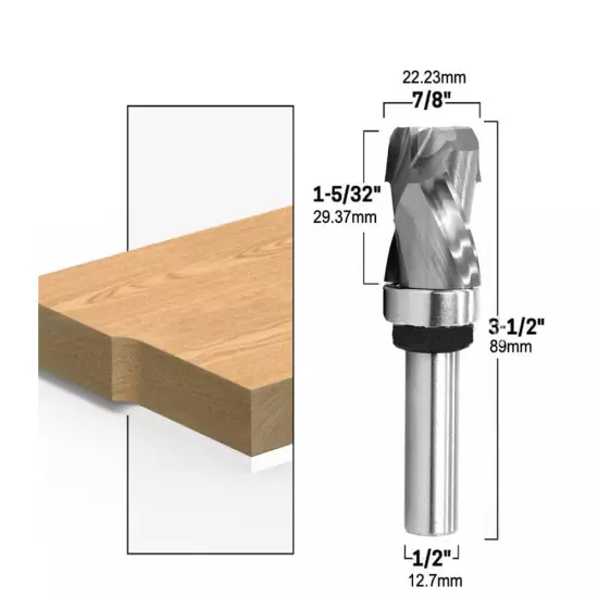 7/8" Top Bearing Compression Up&Down Cut Spiral Flush Trim Router Bit-1/2” Shank