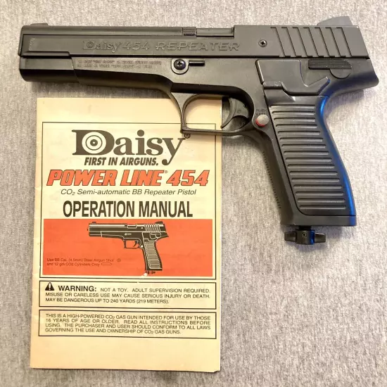 Daisy 454 Co2 Bb Pistol Blowback Action 20 Shot Quick Change Clip Manual WORKS !