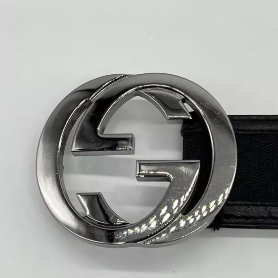 GUCCI Interlocking Belt Ceremonial Silver Black