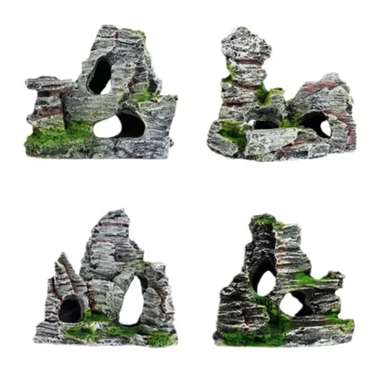 Aquarium Mountain Ornament Fish Tank Decor Decoration View Stone Cave Rock'