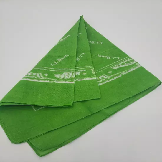 ll bean bandana handkerchief vintage lime green canoe fly fishing duck boots EUC