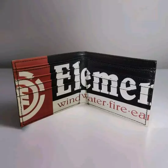 Vintage Element Skateboarder Wallet - Black White Red Bifold Section Leather Men